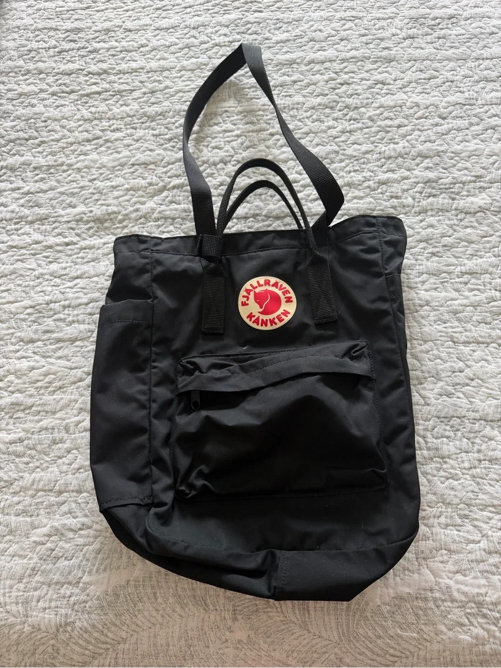 Fjallraven Kanken Tote Bag in Black with Red Logo